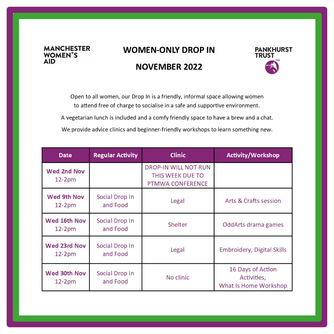 November Drop In Timetable